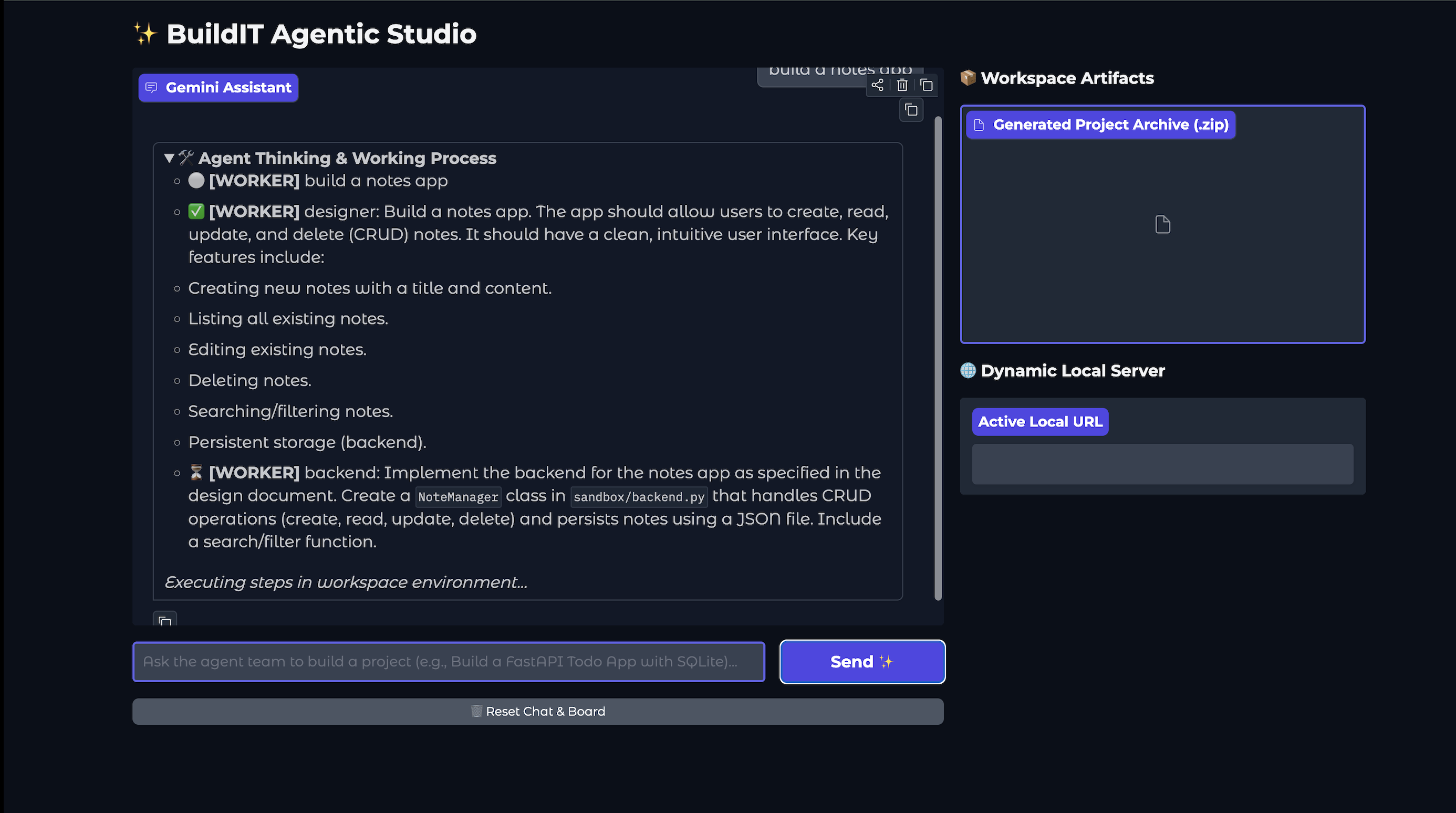 BuildT Agentic Studio interface