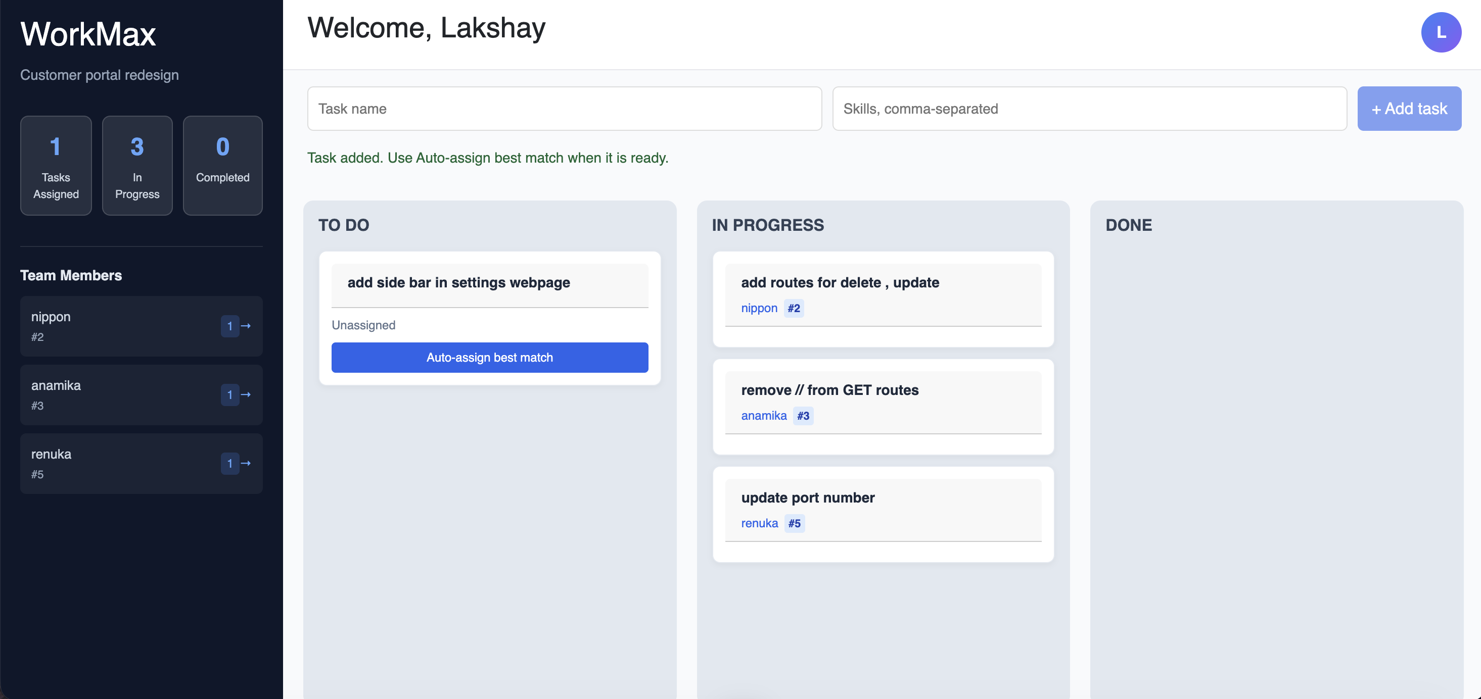 WorkMax dashboard